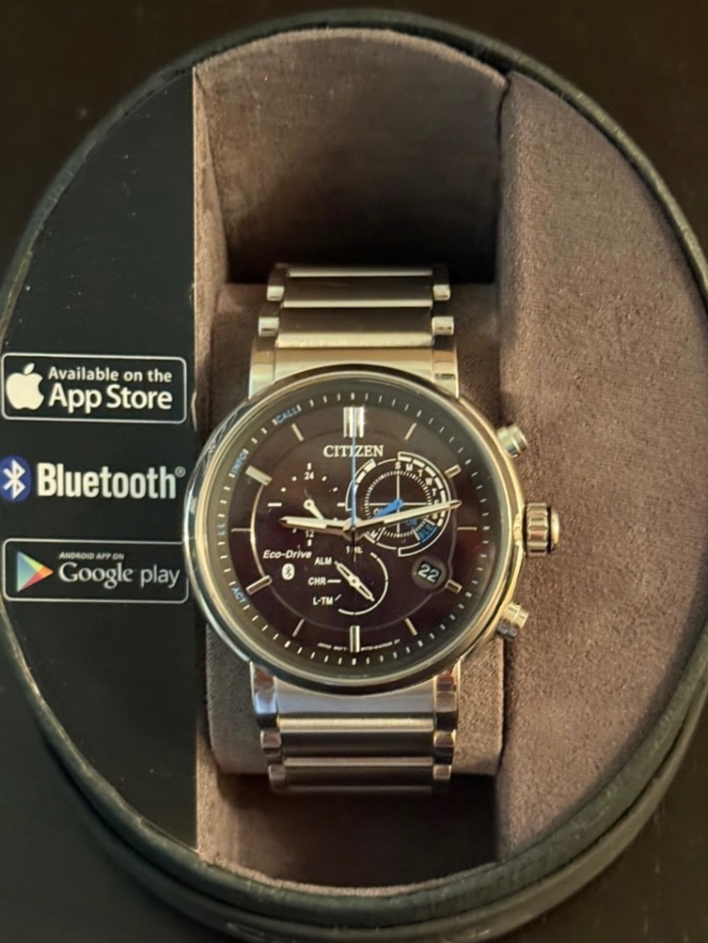 CITIZEN W770MV Bluetooth Eco-Drive Solar Men’s Watch Black Dial Silver Case